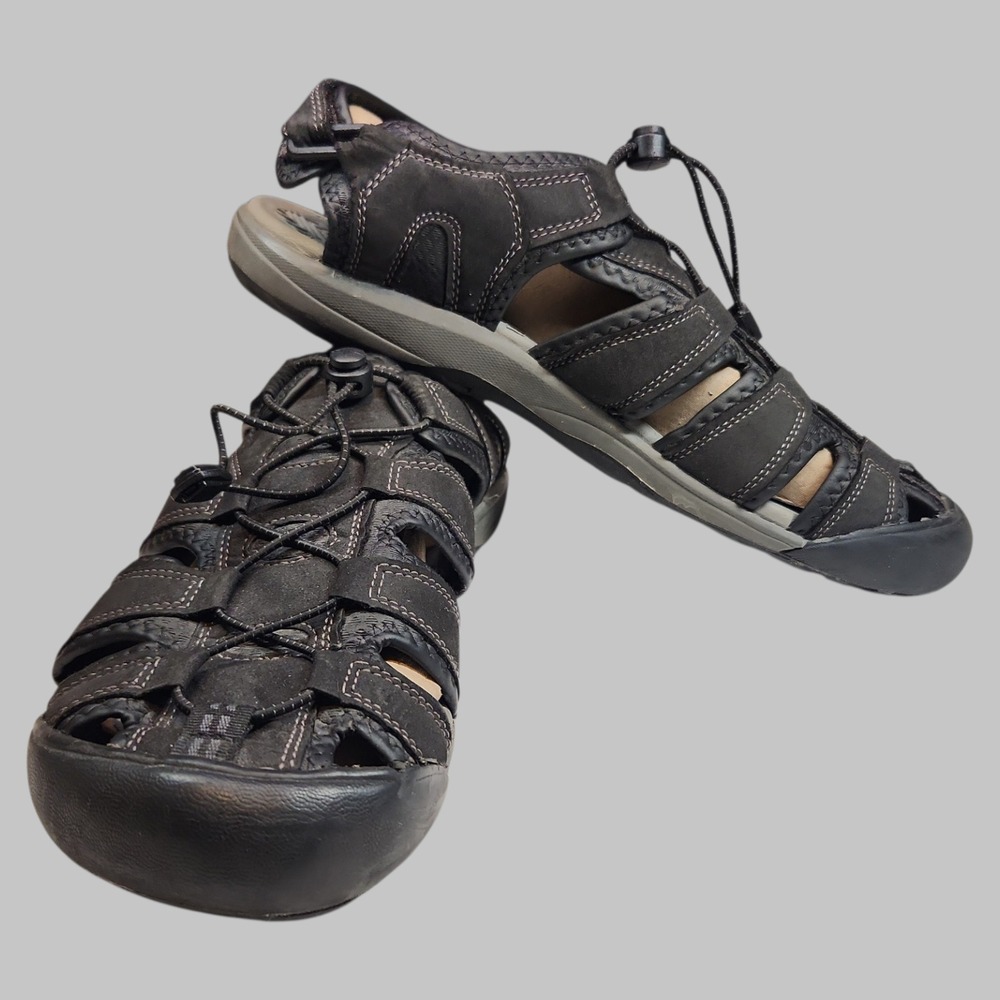 Khombu Men's Travis Active Adjustable Bungee Lace Strap Sandal Black Size 12M
